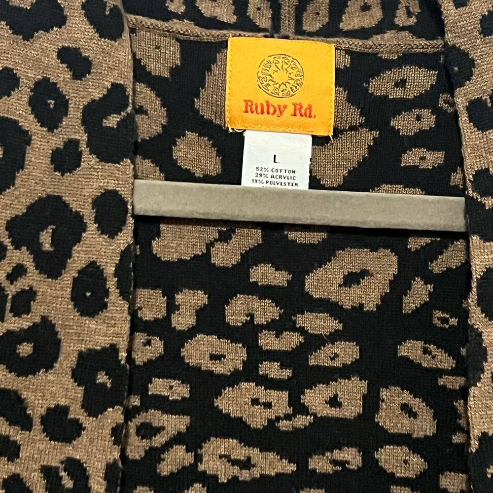 Ruby Rd. Animal Print Cardigan - Picture 3 of 3